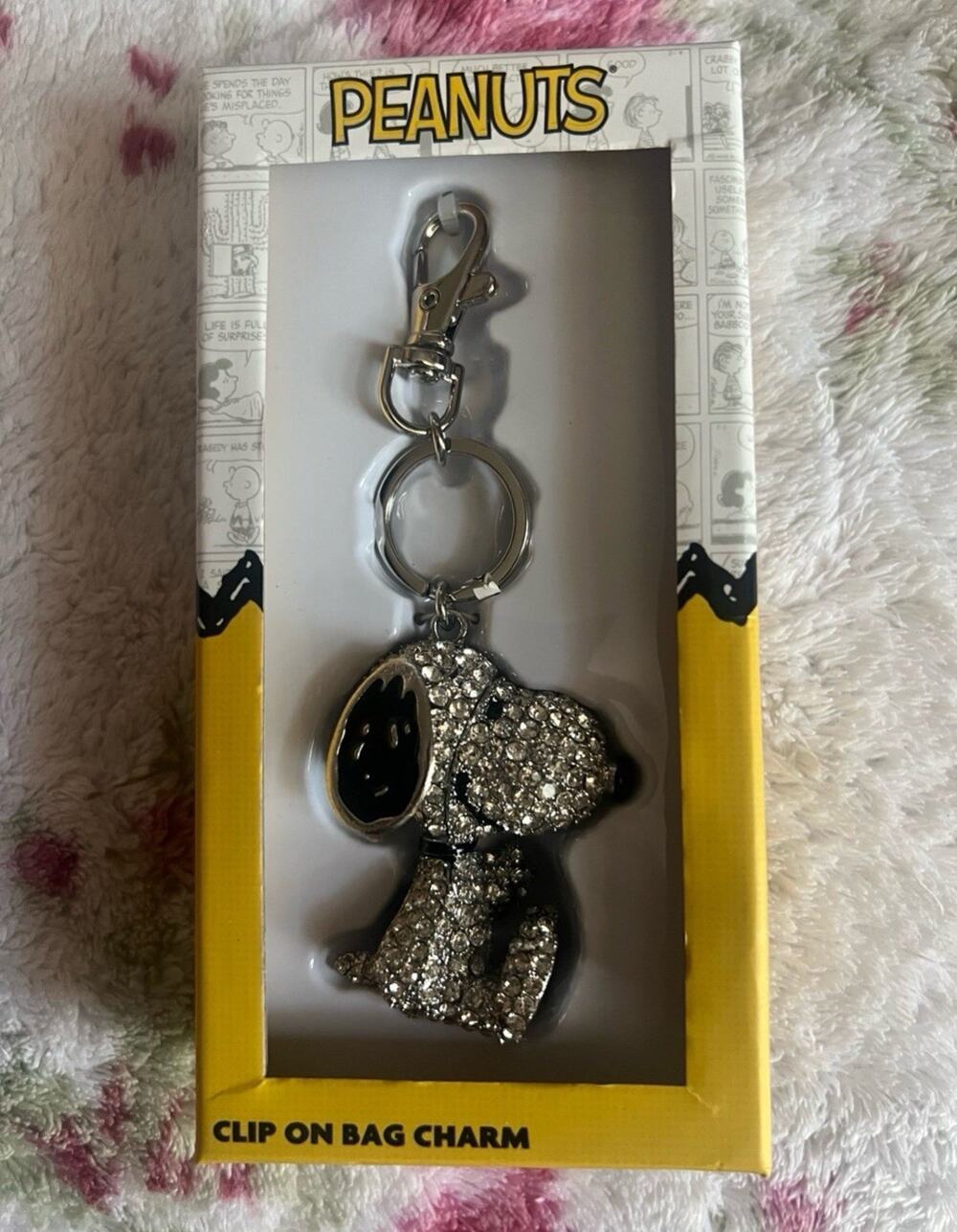 Snoopy Peanuts Bling Pave 3D Crystal Rhinestone Keychain/Bag Charm NEW IN BOX